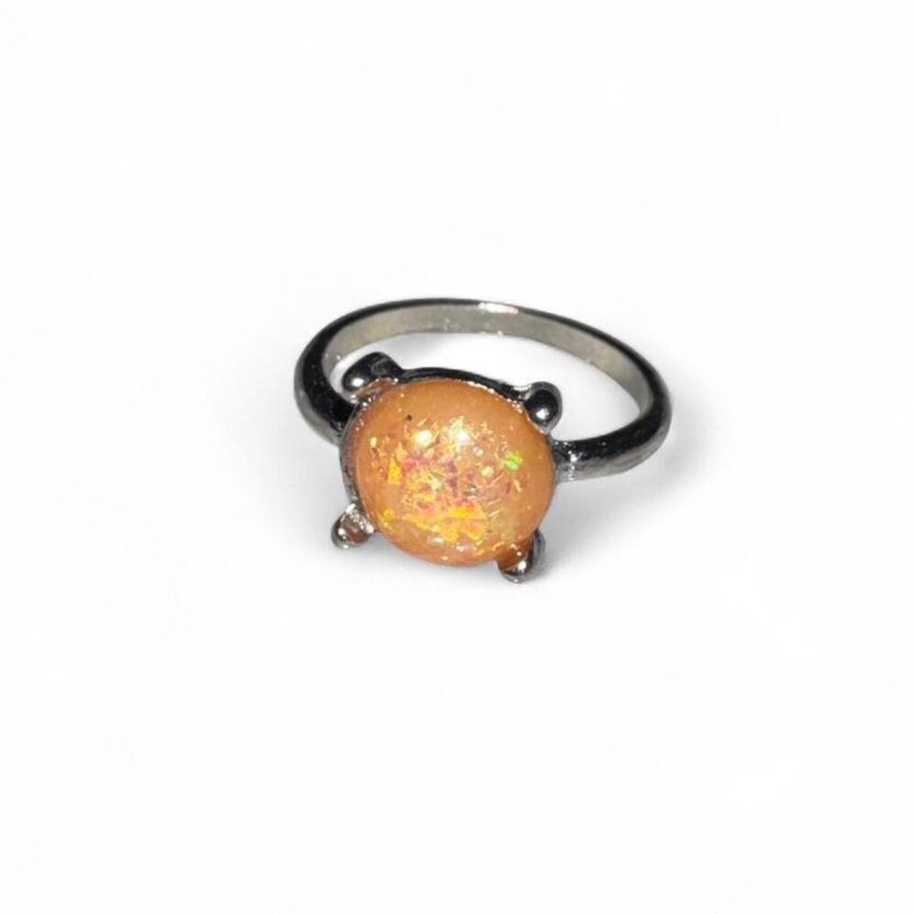 Size 5 Orange sparkle faux opal ring #crystaljewellery #boho #hippie #jewelry
